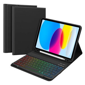 iPad ��10���� �L�[�{�[�h �P�[�X GOOJODOQ (2022) iPad10 7�F�o�b�N���C�g�t�� ���C�����X �L�[�{�[�h �J�o�[ 10th 10.9�C���`��p�P�[�X �E���� �y���z���_�[�t�� �X�^���h�@�\ �I�[�g�X���[�v�@�\�c