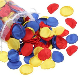 PATIKILシルクローズペタル、300個入りの人工花びら、ウェディングデコレーションディナーテーブル通路散布用バスケットペタル、ブルー/イエロー/バーガンディ