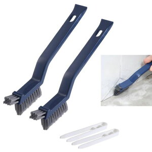 Nricrlus隙間ブラシ浴室床継ぎ目長い柄の排水口/蛇口まわり/窓溝/浴槽/キッチン掃除可2本の硬い毛の隙間溝用クリーニングブラシヘアクリップ浴室の壁床タイル柄設計で隙間硬い毛のブラ…