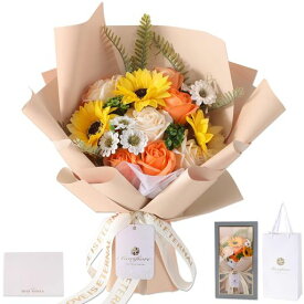 Fiorifioreソープフラワーひまわり花束母の日ギフト人気プレゼント父の日誕生日造花ひな菊バラ女性卒業式退職送別インテリア(Candice)