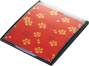 MIクリエーションズ西陣織ミラー鏡持ち運び折りたたみコンパクトインバウンドお土産和柄(紅赤)