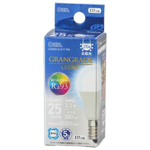 �I�[���d�@ LED�d�����` E17 25�`����/25W���� �����F Ra93�����F �����Ή� �f�M�ގ{�H���Ή� �~�j�N���v�g���` 5�N�ۏ� LDA2D-G-E17 RA 06-5553 OHM