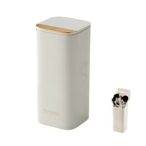 Syntelusaメイクブラシケース蓋付き収納ボックス化粧品収納ボックス押圧昇降式防水防塵多格子層による交差汚染防止小物入れメイクブラシスタンド(ホワイト)