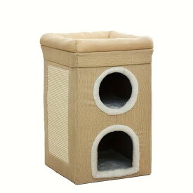 猫こたつ猫ベッド猫ベッド冬3段折りたたみ式猫用コンド-コンテンポラリースタイル、柔らかいPPコットン素材、簡単組立、小さなスペースに最適