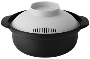 アンドエヌイー(&NE)らくチン!レンジ鍋レコポrecopoブラック1.5L日本製一人用レシピ付き小型軽量レンジ調理鍋電子レンジ用鍋ラーメンパスタNIM-118-BK