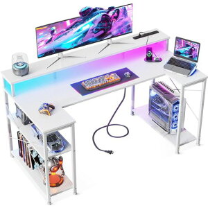 AODK �Q�[�~���O�f�X�N �Q�[���f�X�N �p�\�R���f�X�N U���^ ��120cm �������b�N&�R���Z���g�t�� �� pc�f�X�N gaming desk �Q�[�~���O�e�[�u�� LED&���j�^�[��t�� ���E����ւ��Ή� ������� �J�[�c