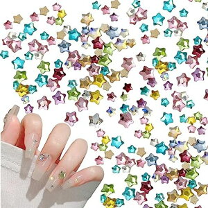 Tidywormネイルストーン星150個セット星型ガラスストーンネイルパーツラインストーンキラキラクリスタルジュエリーパーツハンドメイドデコパーツランダム色(カラフル星)