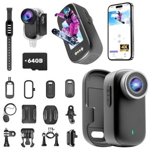 ZAIDER�A�N�V�����J�������^4K�r�f�I�J�����E�F�A���u���J�����y64GB�J�[�h&�h���P�[�X�t/��Ԃ�␳�z�{�f�B�J����WiFi�Ή��A�N�V�����J��HDR����1000mAh3���ԘA���^��30m�h���N���b�v�^���C�c