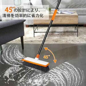 JEHONNお風呂掃除ブラシデッキブラシ長さ調節可能117cm-138cm2in1ゴムポンバスブラシ浴室、浴槽、壁、床、水槽、ガラス、テラスの清掃に使用