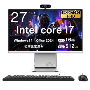 VETESA �f�X�N�g�b�v�p�\�R�� Core i7 27�C���`IPS �����\�E���@�\��̌^�p�\�R�� 1920*1080p FHD Windows 11 Pro Office 2024�t�� LAN �|�[�g/WIFI5.0���� �L�[�{�[�h�ƃ}�E�X�t��