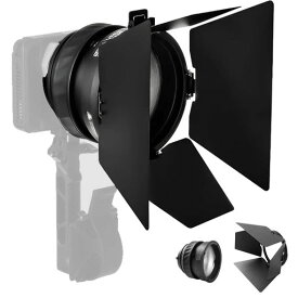 Amaran ミニフレネル & ミニバーンドア Ray 60c/120c および Halo 100x/200x 用、コンパクトボーエンズマウントライトコントロールアタッチメント、ブラック