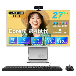 VETESA �f�X�N�g�b�v�p�\�R�� Core i7 27�C���`IPS �����\�E���@�\��̌^PC 1920*1080p FHD Windows 11 Pro Office 2024�t�� USB3.0/Type-C (USB2.0)/RJ45LAN