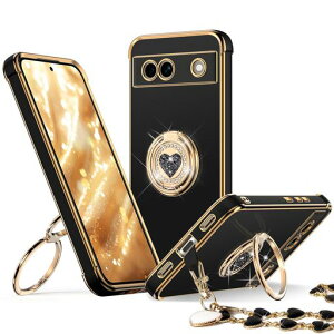 Rockaway �݊��� Pixel 7A 5G �p �P�[�X �_�u�������O�t�� �n�[�g�X�^���h ���X�g�o���h �u���X���b�g�t�� -�u���b�N