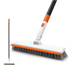 NEWE2in1デッキブラシお風呂掃除ブラシ長いハンドルが付128cmスキージバー付きゴムポンバスブラシ浴室、浴槽、壁、床、水槽、ガラス、テラスの清掃に使用