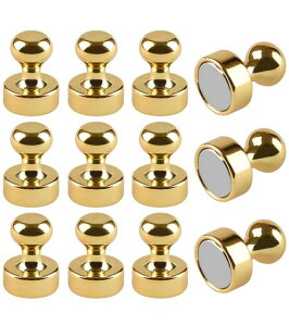 マグネットピン超強力磁石ピンマグネットフック小物収納冷蔵庫/ホワイトボード/掲示板/地図/最適学校/事務所/キッチン/オフィス用品(12個セット金)