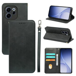 iCarez OPPO Reno15 A �p �P�[�X �蒠�^ PU���U�[ TPU �ϏՌ� �g�уP�[�X �u���b�N BQC-CKIC-15A