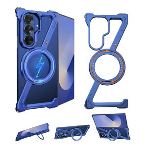 NIFBANG Samsung Galaxy Fold 7�p�̃o���p�[�P�[�X �M�����N�V�[�t�H�[���h 7�p�A���~�o���p�[ ���^���t���[�����X�P�[�X 360�x��]�X�^���h �}�O�l�b�g���� �}�O�Z�[�t �ϏՌ��� �ČR�K�i �c�����c