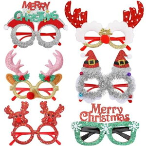 JANLOFOクリスマスメガネ6組パーティーメガネクリスマスグッズサングラスおもしろメガネサンタ雪だるまクリスマスコスチューム撮影小道具クリスマス小物