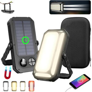 LEDランタンキャンプランタンキャンプ用品超高輝度1200ルーメン10000mAh大容量14点灯モードマグネット内蔵無段階調光ソーラー充電式無段階調光4色切替防水懐中電灯Type-C充電多機能収納袋付…