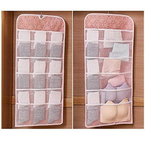 iYume吊り下げ収納下着収納両面収納30個ポケットウォールポケット壁掛け収納大容量省スペースクローゼット収納靴下・パンツ・ブラジャー・ネクタイ・ベルト収納小物入れ文房具整理水洗い