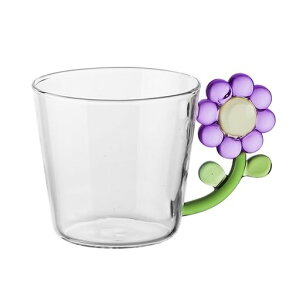 ラウンドマグ、3D立体花ガラスコップタンブラーグラス可愛いミルクカップティーカップ湯呑みコーヒーティーグラス電子レンジ食洗器OK耐熱ガラス耐冷洗いやすいオフィス用ティータイ…