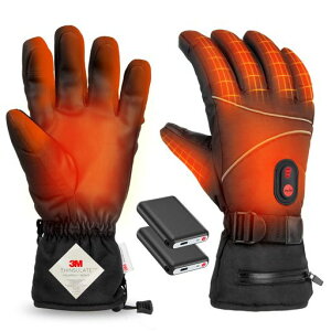 電熱グローブ電熱手袋【16000mAhバッテリー付き&65°C最高温度】ヒーター手袋usb給電グローブ3Mシンサレート電気手袋防寒グローブバイク3段階温度調節スマホ対応タッチパネル裏起毛(L)