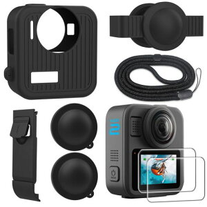 FiTSTILL�V���R���ی�L�b�g��Go Pro Max 2��p�ł��B�V���R���ی�P�[�X+�X�N���[���v���e�N�^�[+�o�b�e���[�T�C�h�J�o�[+�����Y�ی�J�o�[+���߉\�ȃ��X�g�X�g���b�v�ő�2�̃A�N�Z�T�c