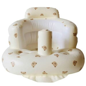 dodularaベビーチェア赤ちゃんバスチェアベビー用バスチェアふわふわシャワーチェアお風呂食事用折りたたみ空気式お座り練習チェア水切れ(クマ)