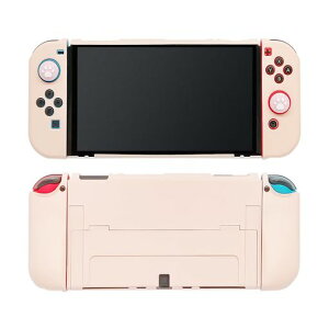 Ryo楽々生活館Switch有機EL対応保護ケースJoy-Conアナログスティックカバー分離式5点セットドック対応スイッチ有機EL専用カバー装着簡単耐衝撃Switch有機EL用ケースドッキング可能ピンク