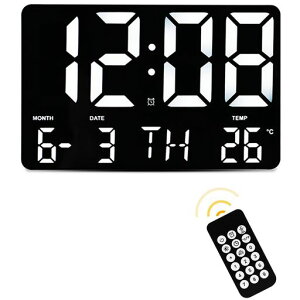 Danmukejiデジタル時計おしゃれ壁掛け時計置き時計LED大画面USB給電リモコンによる制御壁掛け置き兼用デジタル目覚まし時計大音量発光文字大きく見やすい明るさ調整可能省電力設定が簡単…