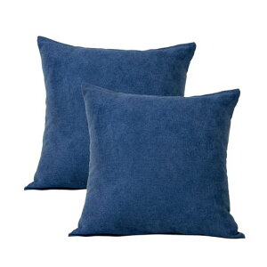 Topfinelクッションカバーリネンっぽい45x45cm北欧おしゃれ綿麻無地ソファ背当て装飾枕カバー座布団カバーネイビー2枚セット(全10色)