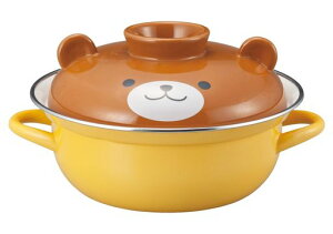 サンアートかわいい食器「アニマル」くまのホーロー両手鍋31cmイエローsan2420