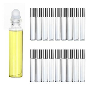 seimeinoki20本ロールオンボトルアロマ保存容器ローラーボトルアロマ瓶10mlガラス保存容器アロマボトル精油香水小分け用(シルバー)