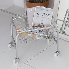 【365日配送】最大1000円OFFクーポン！　バスケットカート　キャスター付き　バスケットカート　収納　小物入れ　ブックスタンド　無機質　おしゃれ　シンプル　韓国インテリア 【e.trema.】【エトレマ】