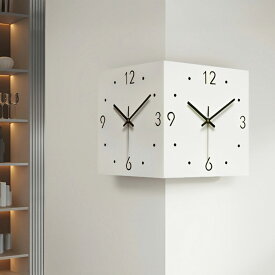 【365日配送】最大1000円OFFクーポン！両面時計　壁時計　壁掛け時計　コーナー時計　リビング　大きい　おしゃれ　寝室　インテリア　SNS映え 飾り シンプル モダン かわいい コーナー　角　時計【e.trema.】【エトレマ】