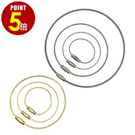 【P5倍！8/4 20時〜8/17 23時59分まで】ステンレス製 ワイヤー キーホルダー S 10cm M 15cm L 20cm LL 30cm シルバー ゴールド 2本 100本 ネジ式 キーリング リング カードリング アクセサリー パーツ 金具 カード 製本 カレンダー メモ サンプル 吊り下げ 自転車 鍵