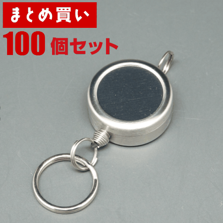 楽天市場 送料無料 ミニリールキーホルダー ステンレス製 強力紐 二重リング付き 100個セット Idケース パスケース 定期入れ ネックストラップ リールキー マスコットキーホルダー デコ用パーツ 手芸 手作りキット オリジナル 店舗什器 巻き取りコード Gadget