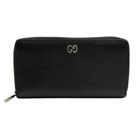 【GUCCI】グッチ 473928 A7M0N GGラウンドファスナーウォレット レザー ブラック 長財布 【送料無料】【中古】