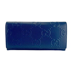 【GUCCI】グッチ 625666 1W3AN 4122 GGエンボス コンチネンタルウォレット レザー ブルー 長財布 【送料無料】【中古】