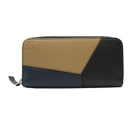 【LOEWE】ロエベ C510U46X04 4456 パズル オープン ウォレット ダークトフィー/ブラック クラシックカーフレザー ラウンドファスナー 長財布【送料無料】【中古】