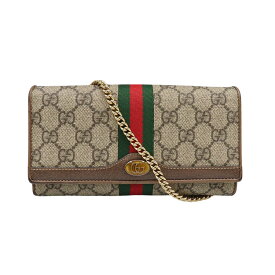 【GUCCI】グッチ 〔オフィディア〕GG チェーンウォレット 546592 96IWS 8745 オフィディア ベージュ/ブラウン/レッド/グリーン GGスプリームキャンバス/レザー 長財布/チェーンショルダーバッグ【送料無料】【中古】