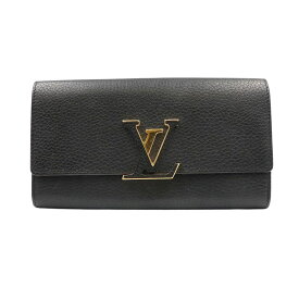 【LOUIS VUITTON】LV ルイヴィトン ポルトフォイユ・カプシーヌ M61248 ノワール/内側ピンク/ゴールド金具 トリヨンレザー 長財布 ネーム入り【送料無料】【中古】