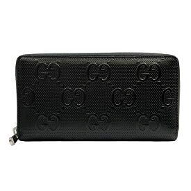 【GUCCI】グッチ GGエンボス ラウンドジップウォレット 625558 1W3AN 1000 ブラック GGエンボスレザー ラウンドファスナー長財布【送料無料】【中古】