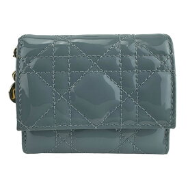 【Christian Dior】C.Dior クリスチャンディオール S0181OVRB レディディオール ロータス・ウォレット カーフスキン M81B(クラウンドブルー） 三つ折り財布 【送料無料】【中古】