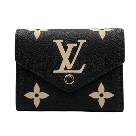 【LOUIS VUITTON】LV ルイ・ヴィトン M80968 ポルトフォイユ・ヴィクトリーヌ バイカラーモノグラム・アンプラント アンプラントレザー ブラックベージュ 三つ折り財布 【送料無料】【未使用】【中古】