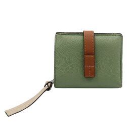 【LOEWE】ロエベ C660Z41X01 6465 000 コンパクトジップウォレット ローズマリー/タン ソフトグレインカーフ 二つ折り財布【送料無料】【中古】