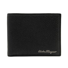 【Salvatore Ferragamo】サルヴァトーレ・フェラガモ ペブルドレザーウォレット ブラック 二つ折り財布 【送料無料】【中古】