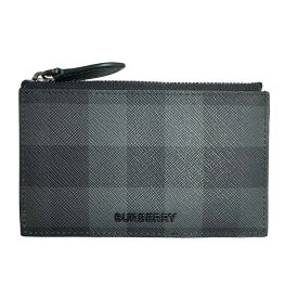 【BURBERRY】バーバリー MS ALWYN BRT チェック ジップ カードケース PVC/レザー チャコールグレー/ブラック (8071680) ´23AW コインケース 【送料無料】【中古】