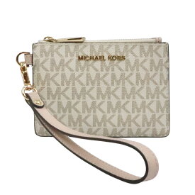 【MICHAEL KORS】マイケルコース JET SET コインパース スモール 32F1GJ6P1B MKシグネチャー バニラ/ソフトピンク コーテッドキャンバス 小銭入れ/コインケース/カードケース/パスケース【送料無料】【未使用】【中古】