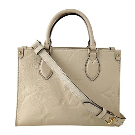 【LOUIS VUITTON】LV ルイ・ヴィトン M46569 オンザゴーPM モノグラム・アンプラント レザー クレーム/ゴールド金具 クリームベージュ ハンドバッグ/ショルダーバッグ 2WAY レディースバッグ 【送料無料】【中古】